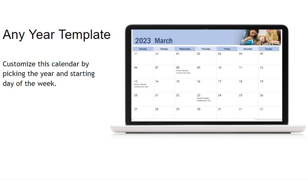 Any Year Calendar Excel Template